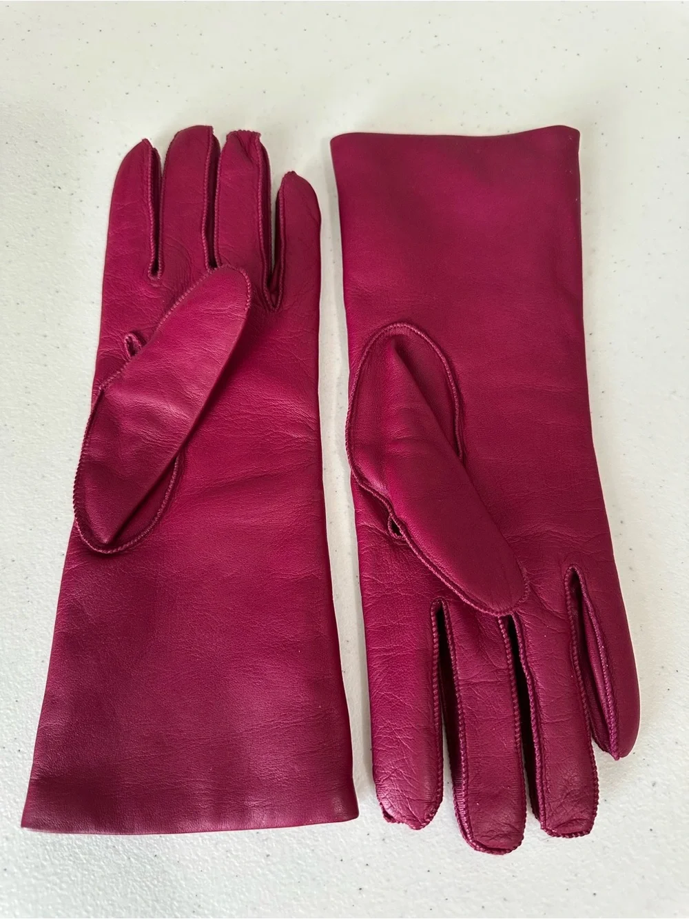 Coach Brilliant Berry Leather Cashmere Lined Gloves Size 8 Luxury Winter